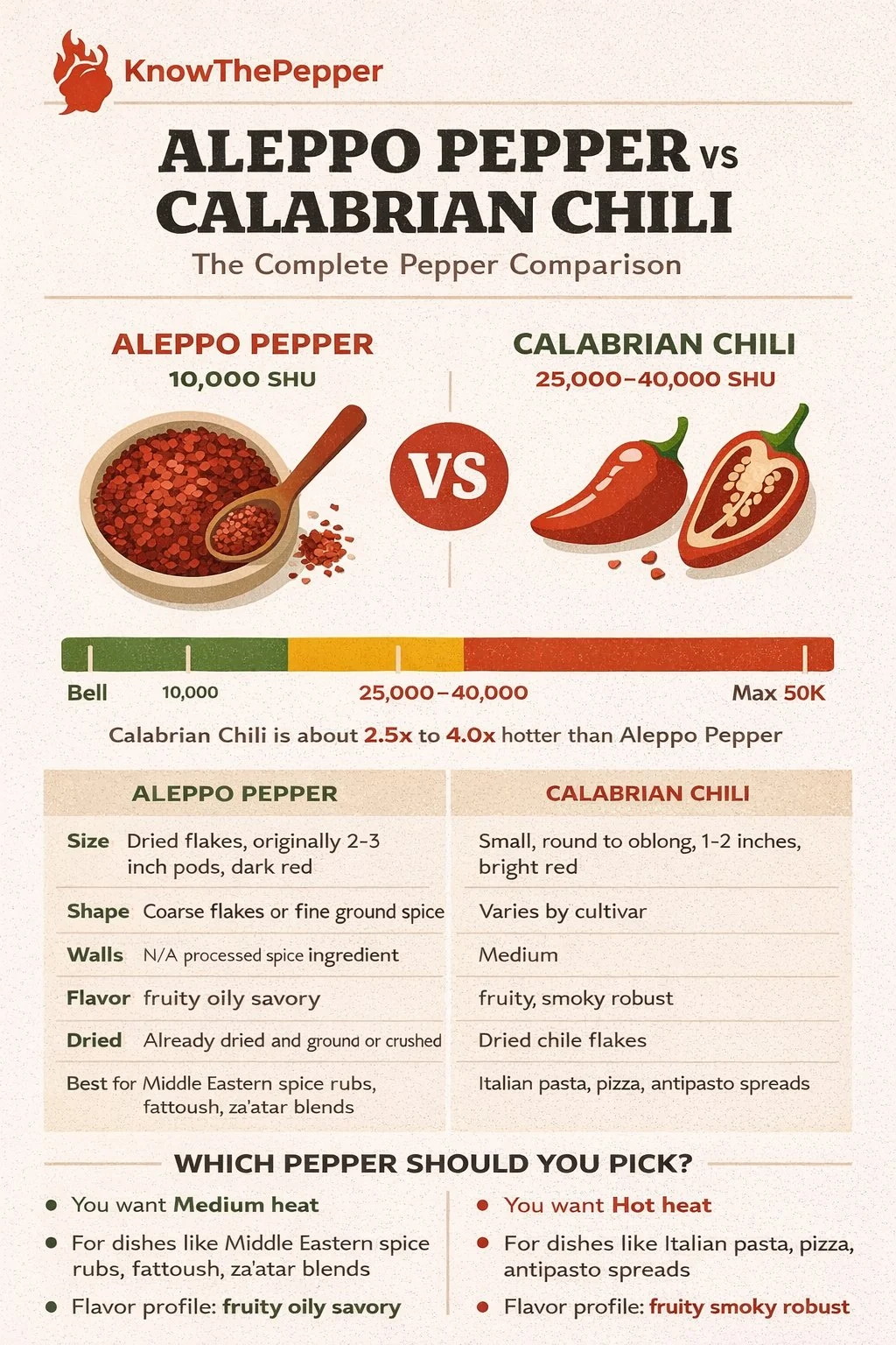 Aleppo Pepper and Calabrian Chili comparison