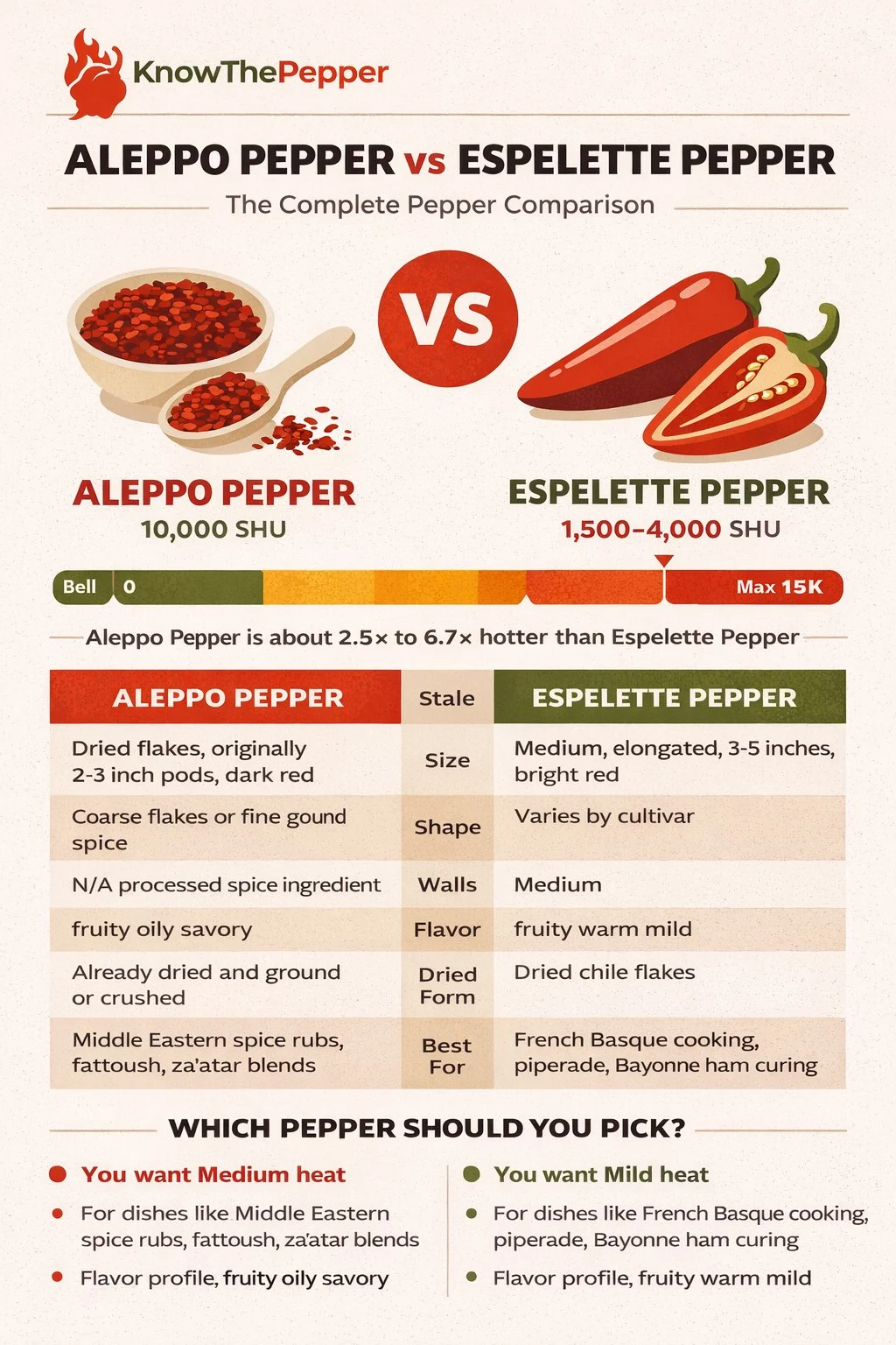 Aleppo Pepper and Espelette Pepper comparison
