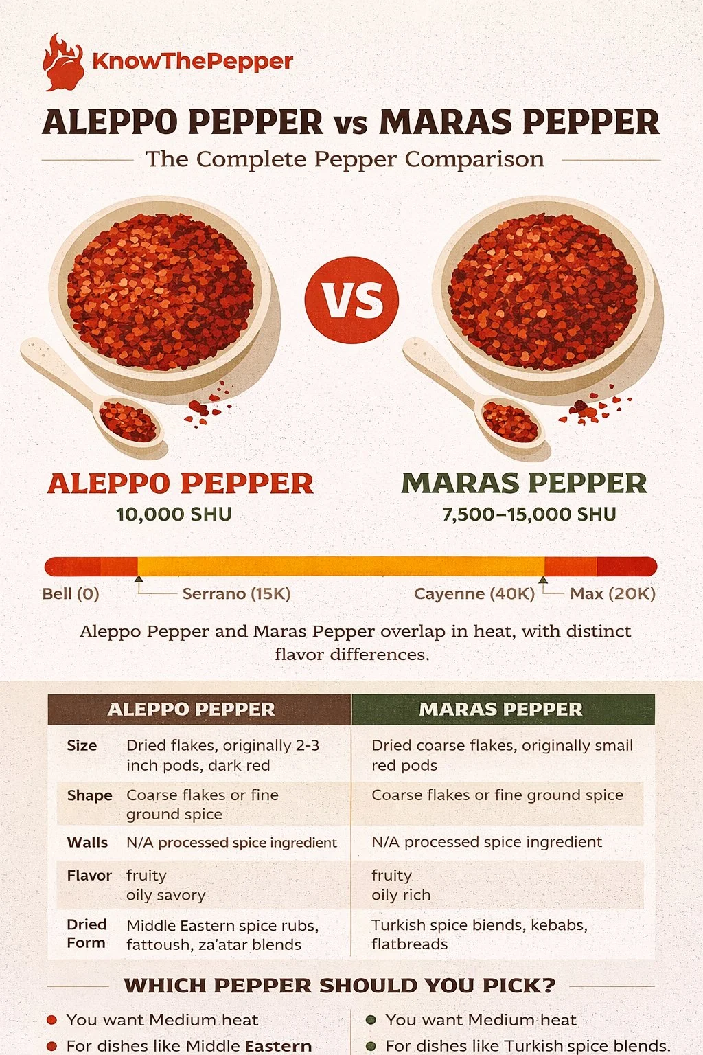 Aleppo Pepper and Maras Pepper comparison