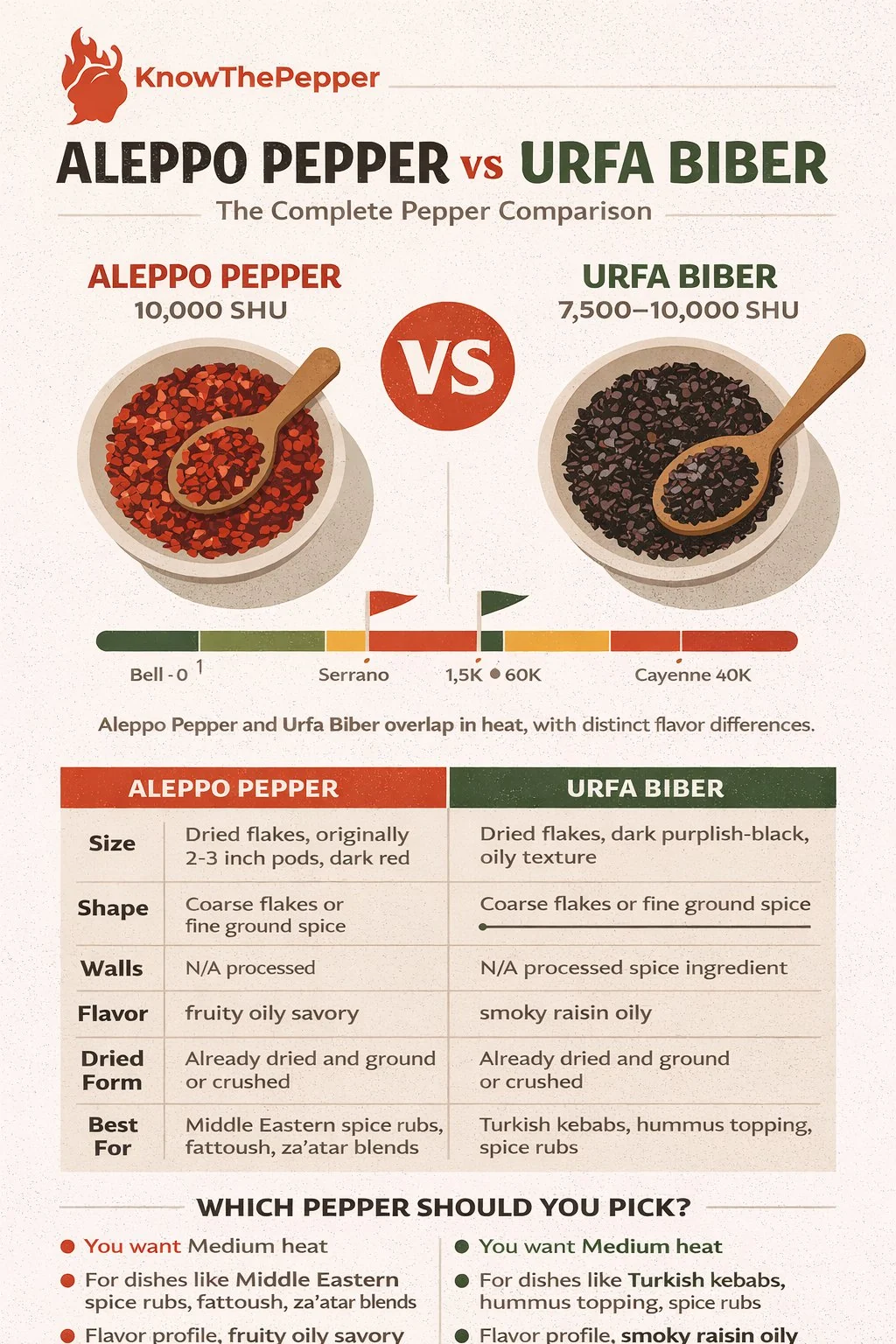 Aleppo Pepper and Urfa Biber comparison