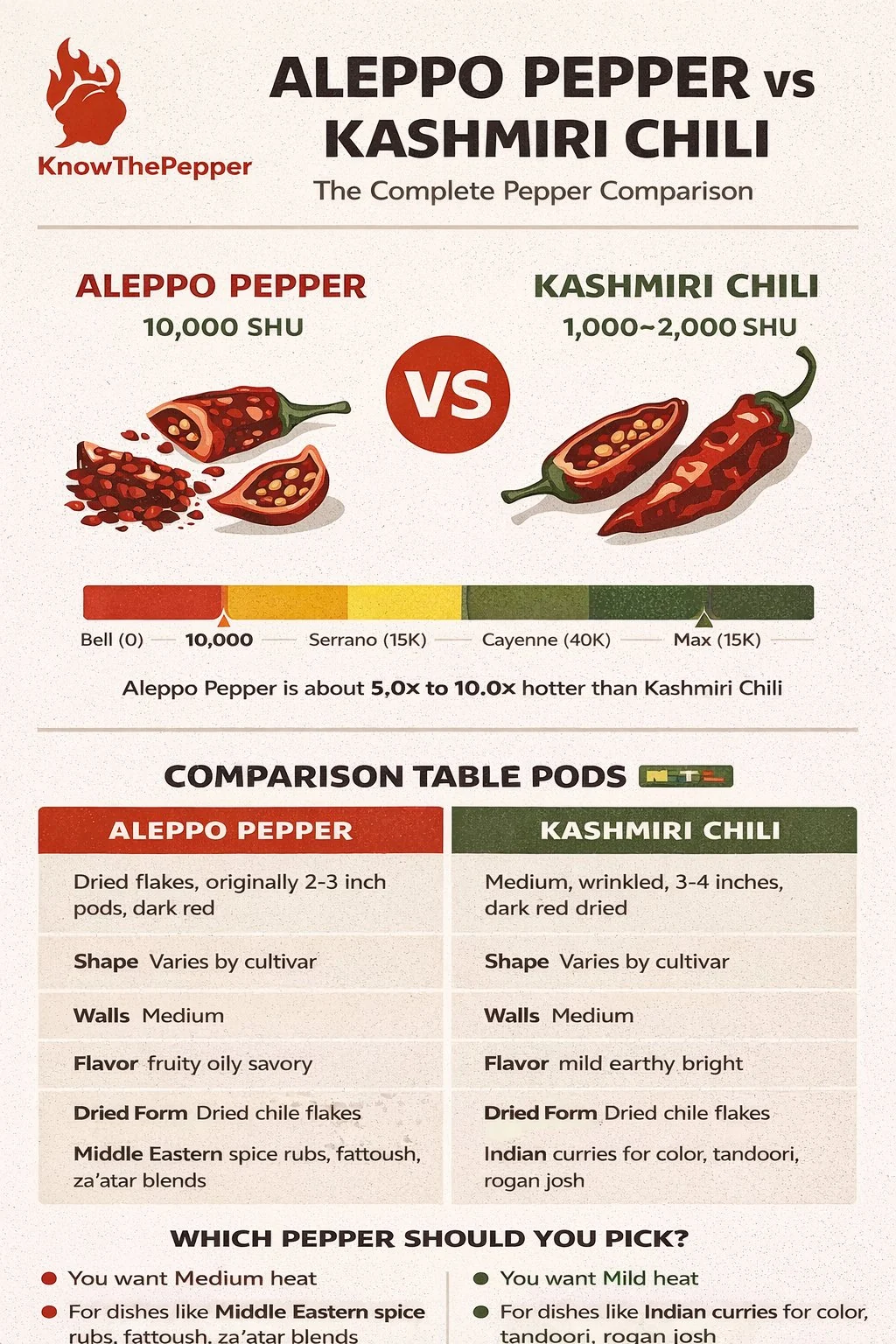 Aleppo Pepper and Kashmiri Chili comparison