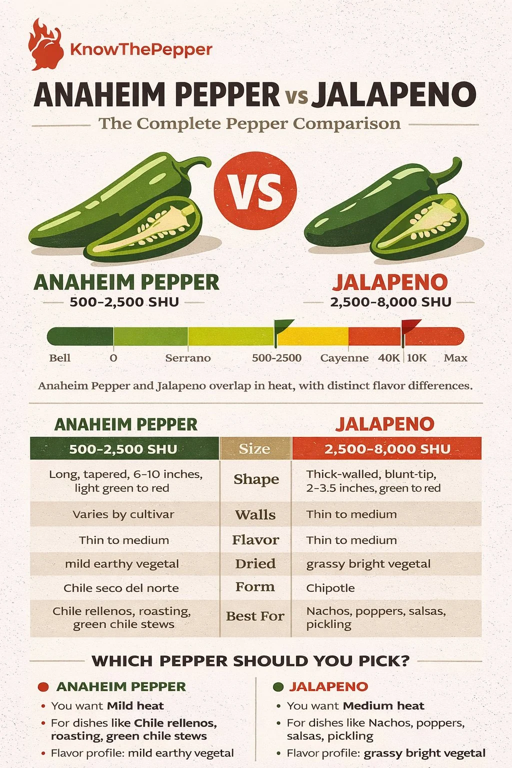Anaheim Pepper and Jalapeño comparison