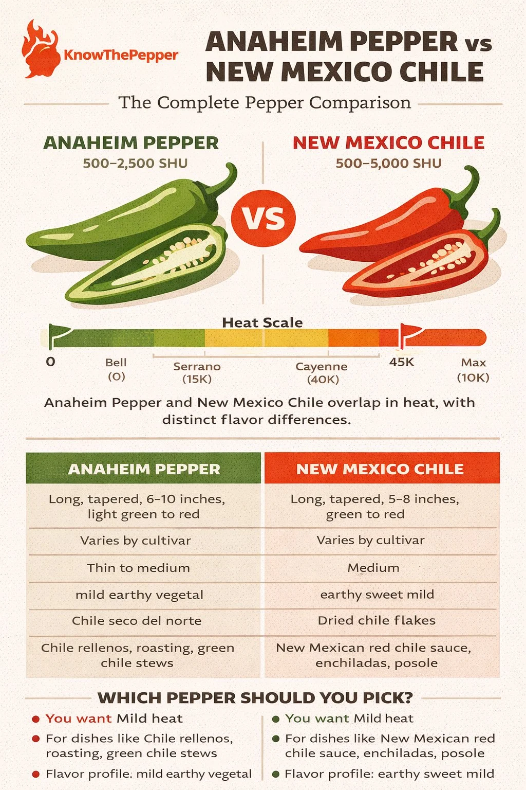 Anaheim Pepper and New Mexico Chile comparison