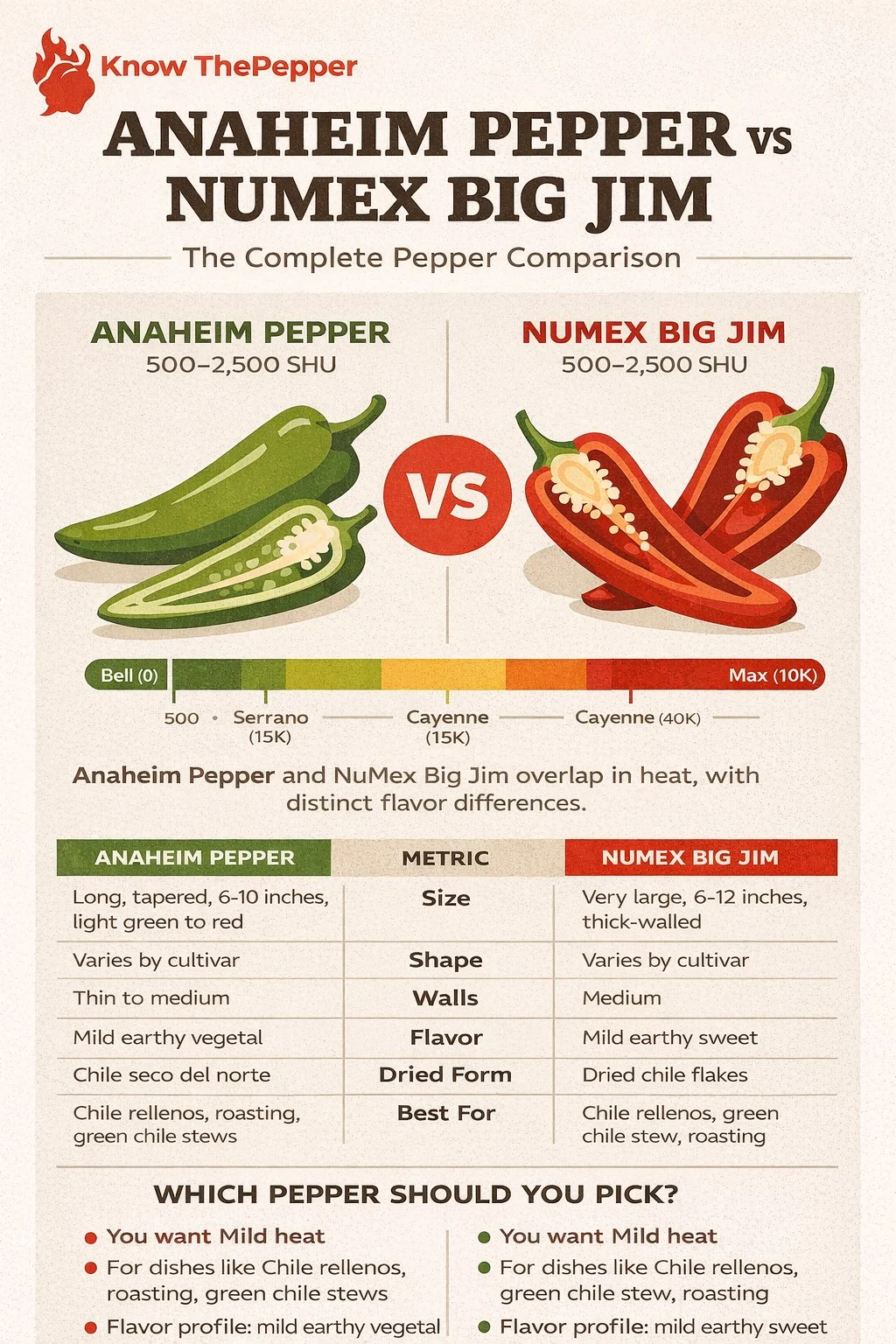 Anaheim Pepper and NuMex Big Jim comparison
