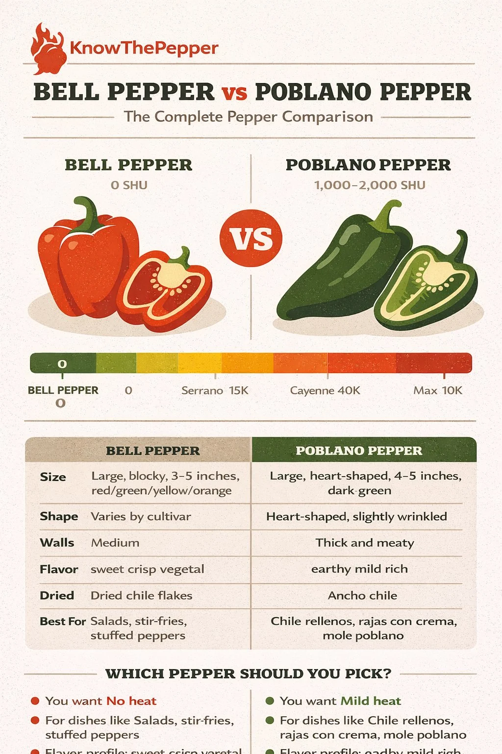 Bell Pepper and Poblano Pepper comparison