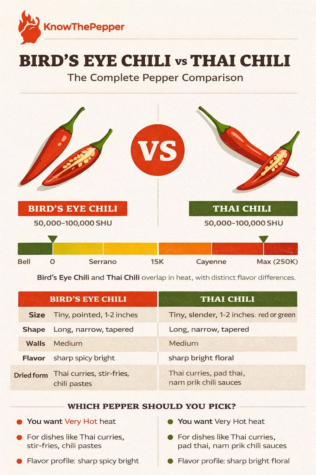 Bird's Eye Chili and Thai Chili comparison