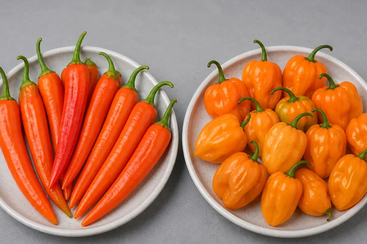 Bulgarian Carrot Pepper and Habanero comparison