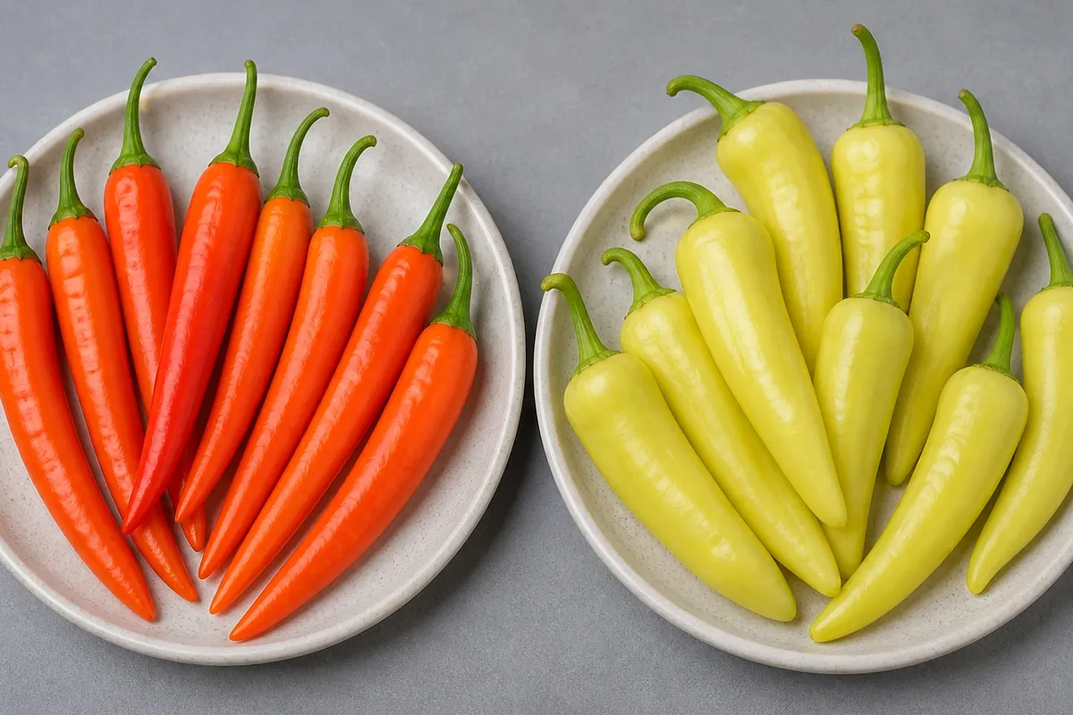 Bulgarian Carrot Pepper and Hungarian Wax comparison