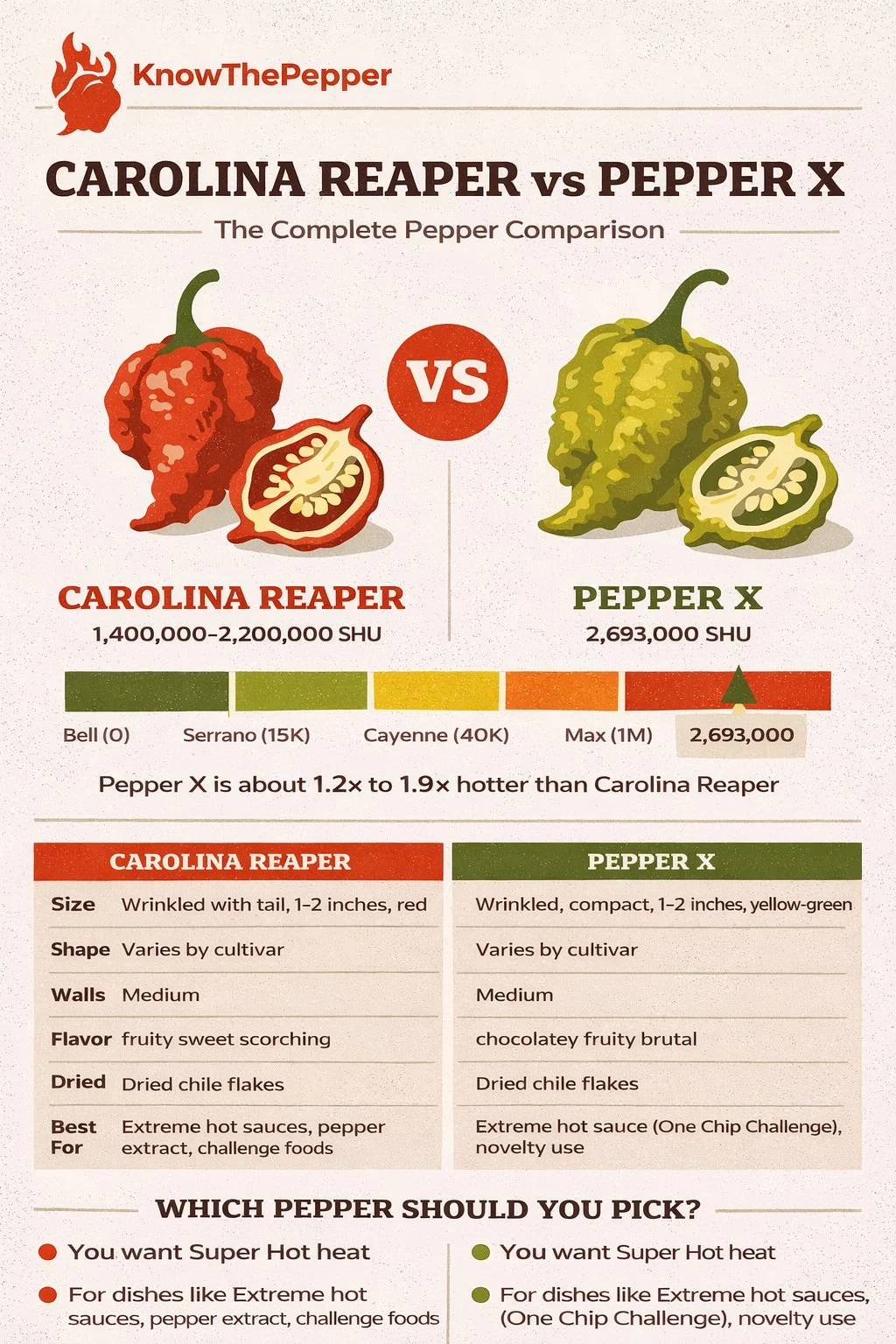 Carolina Reaper and Pepper X comparison