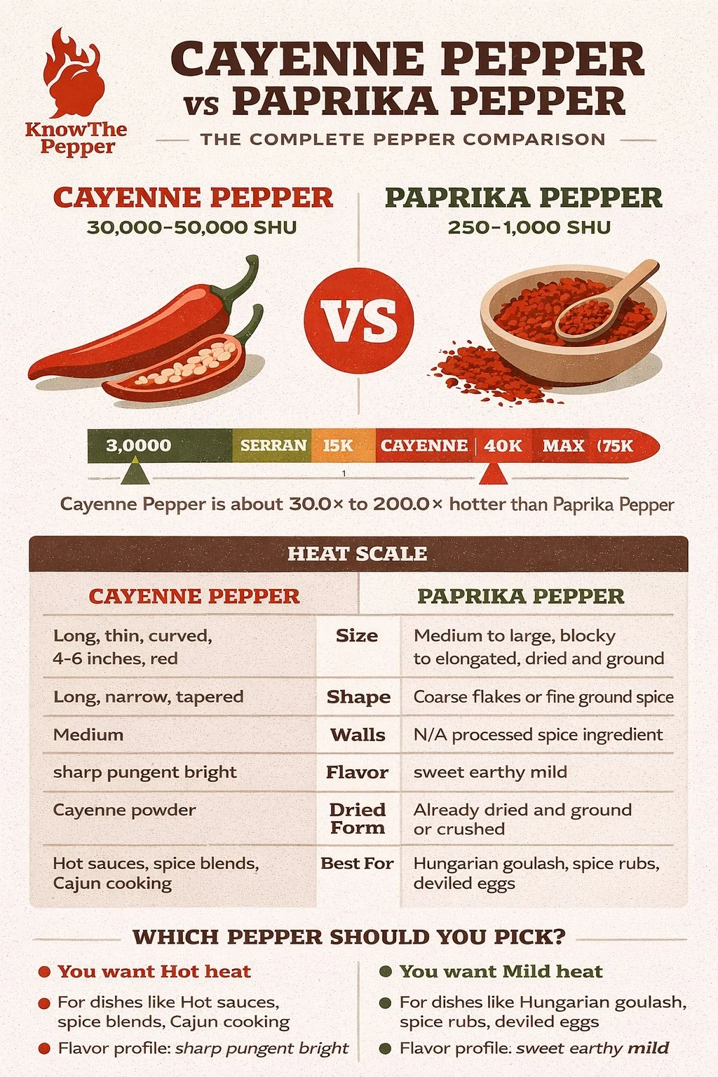 Cayenne Pepper and Paprika Pepper comparison