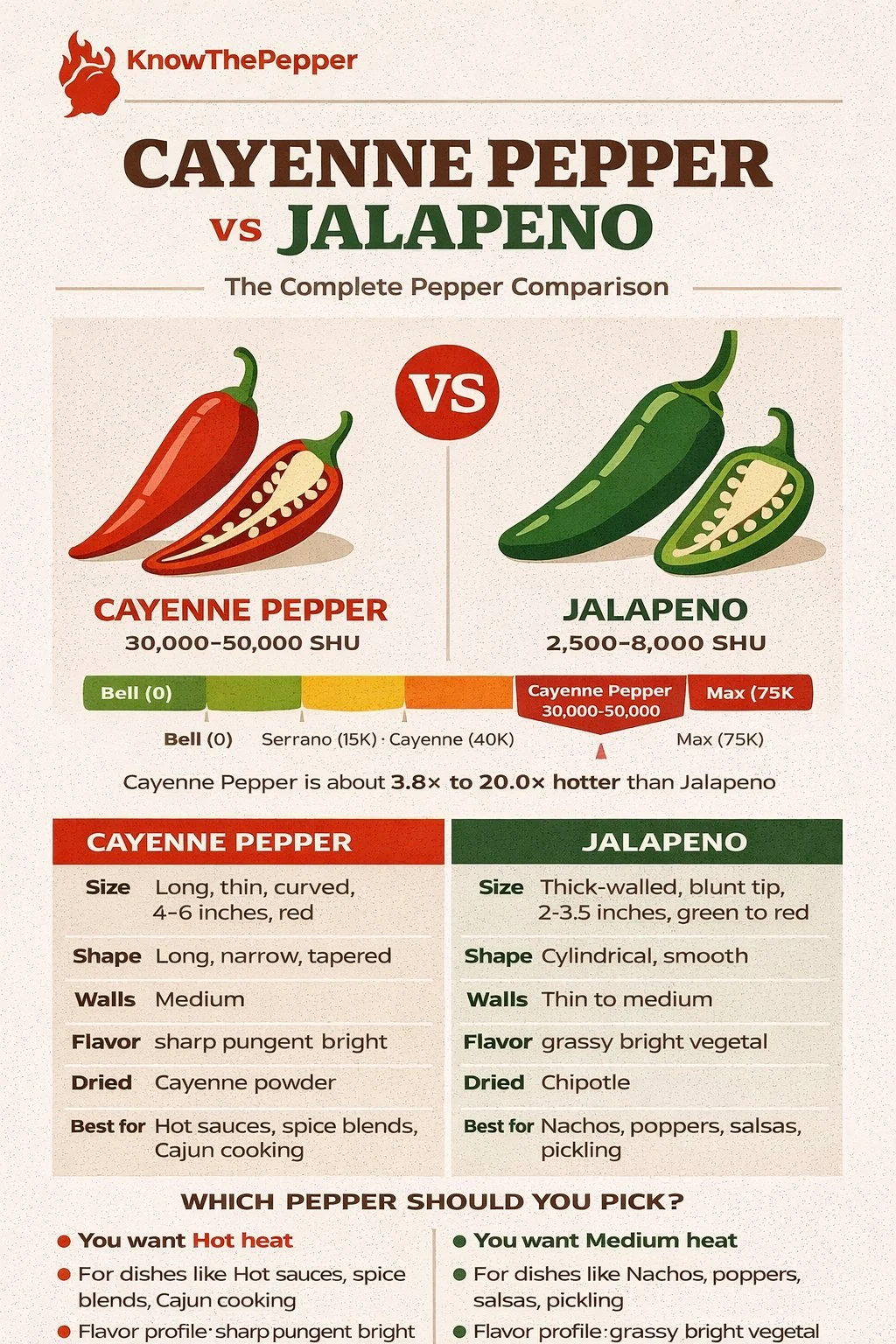 Cayenne Pepper and Jalapeño comparison