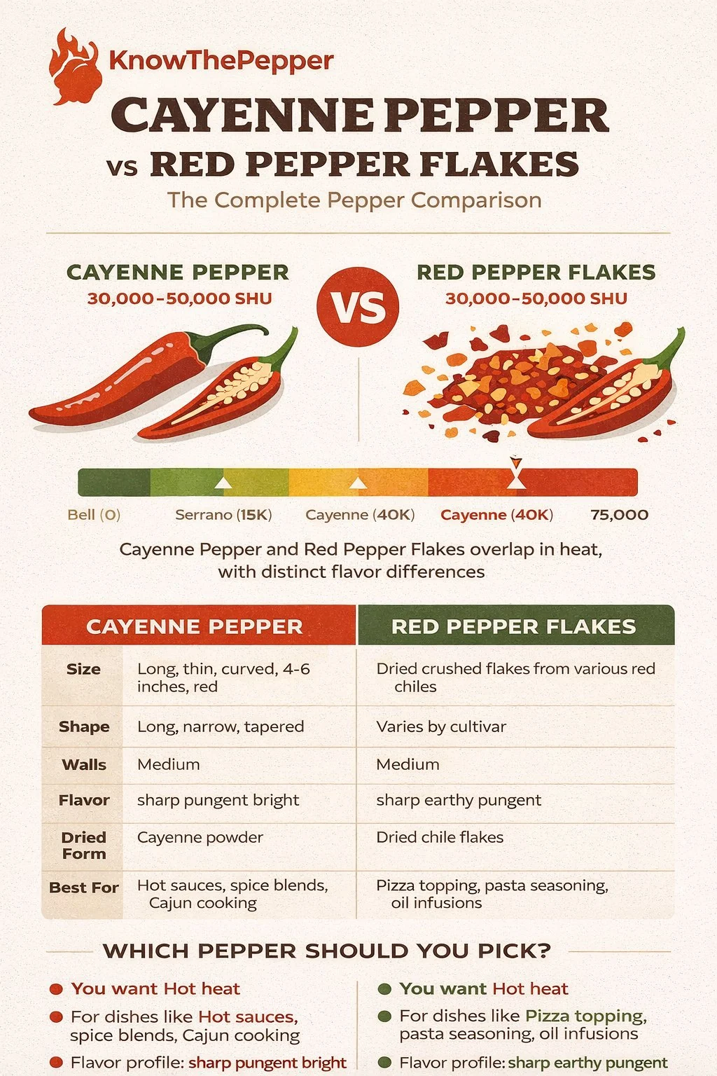 Cayenne Pepper and Red Pepper Flakes comparison