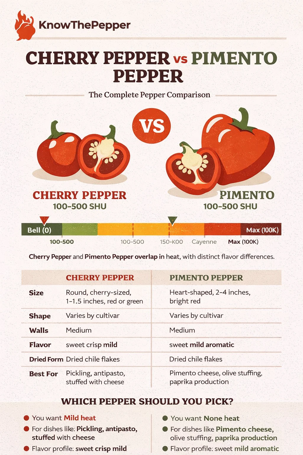 Cherry Pepper and Pimento Pepper comparison