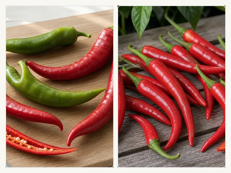 Cowhorn Pepper and Cayenne Pepper comparison