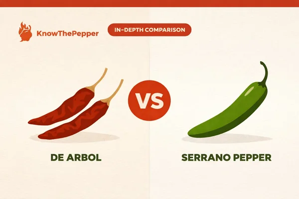 De Arbol vs Serrano Pepper: Heat, Flavor & Key Differences