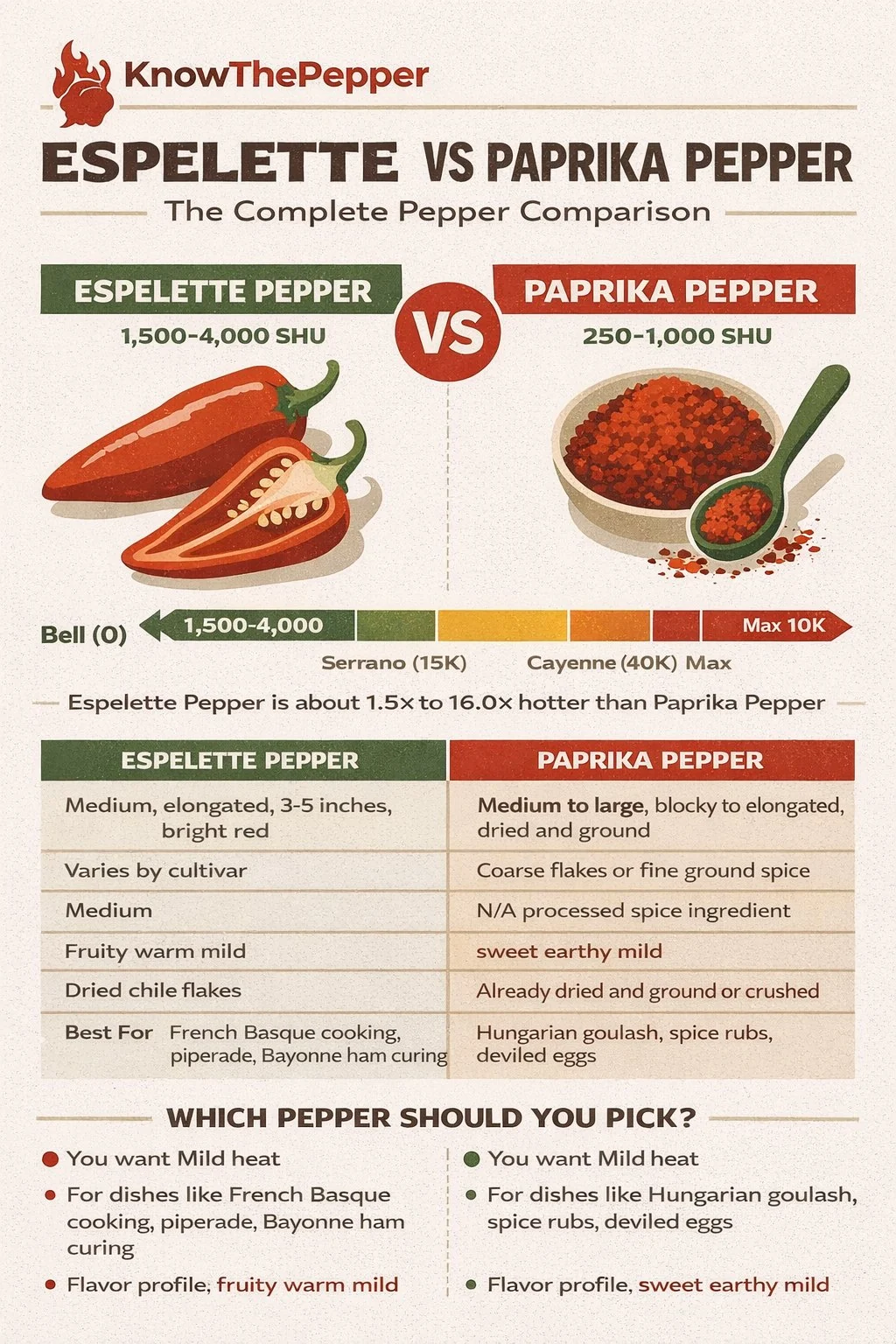 Espelette Pepper and Paprika Pepper comparison