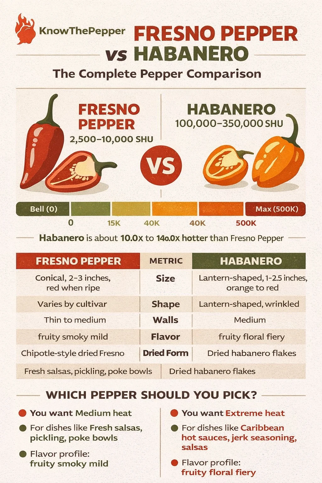 Fresno Pepper and Habanero comparison