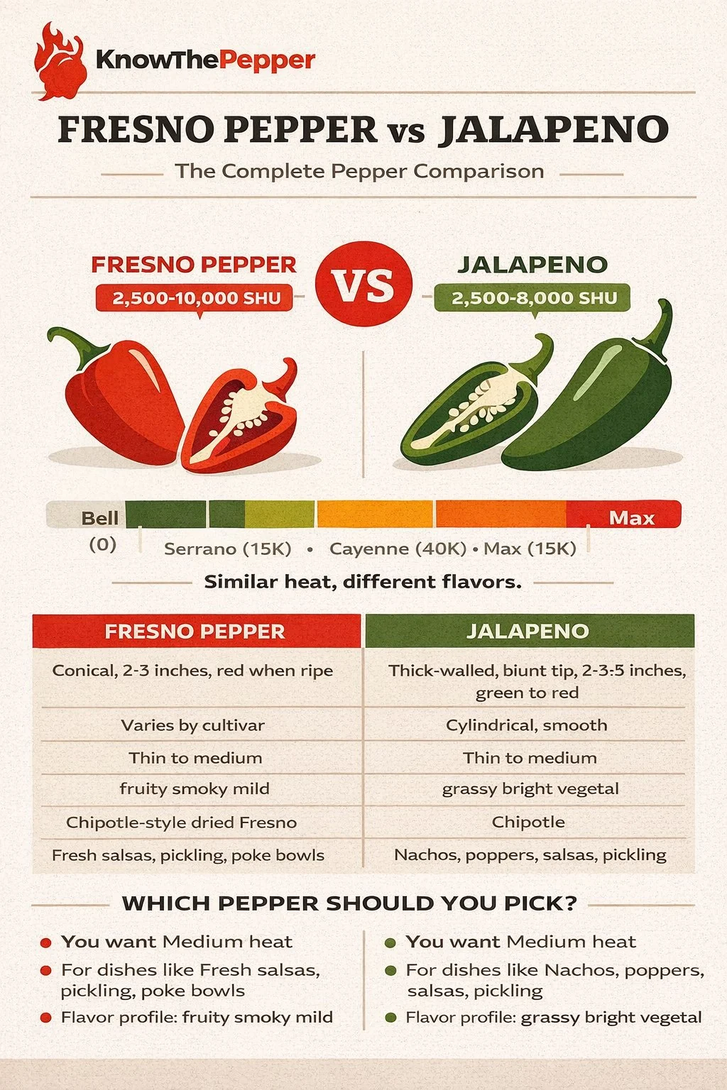 Fresno Pepper and Jalapeño comparison