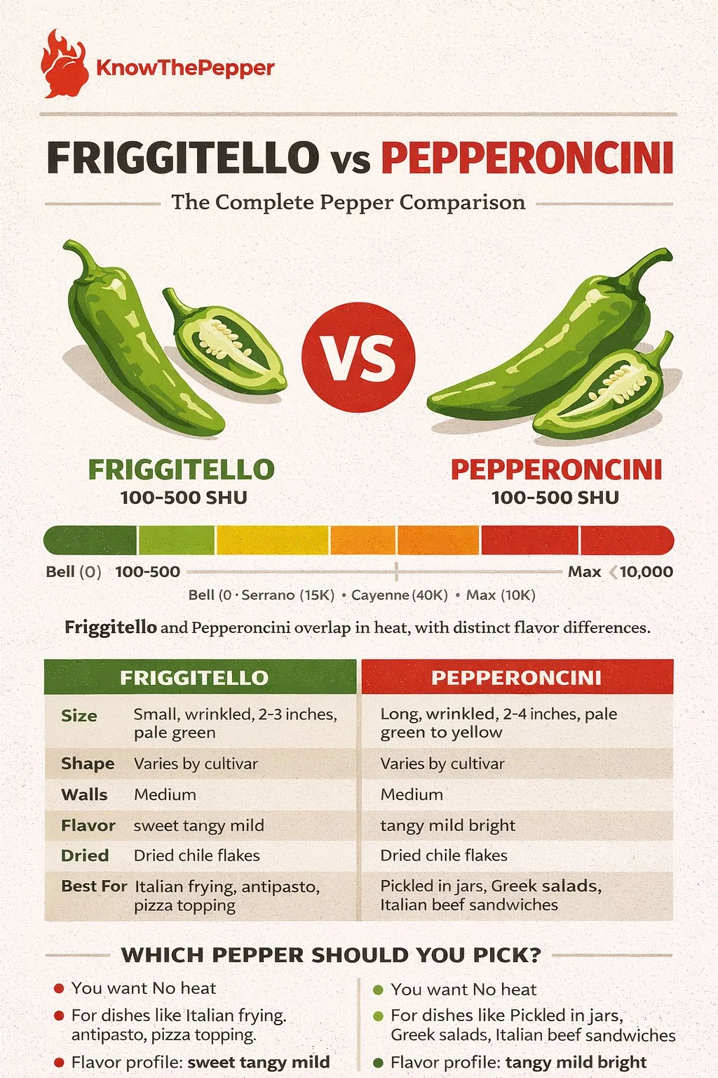 Friggitello and Pepperoncini comparison