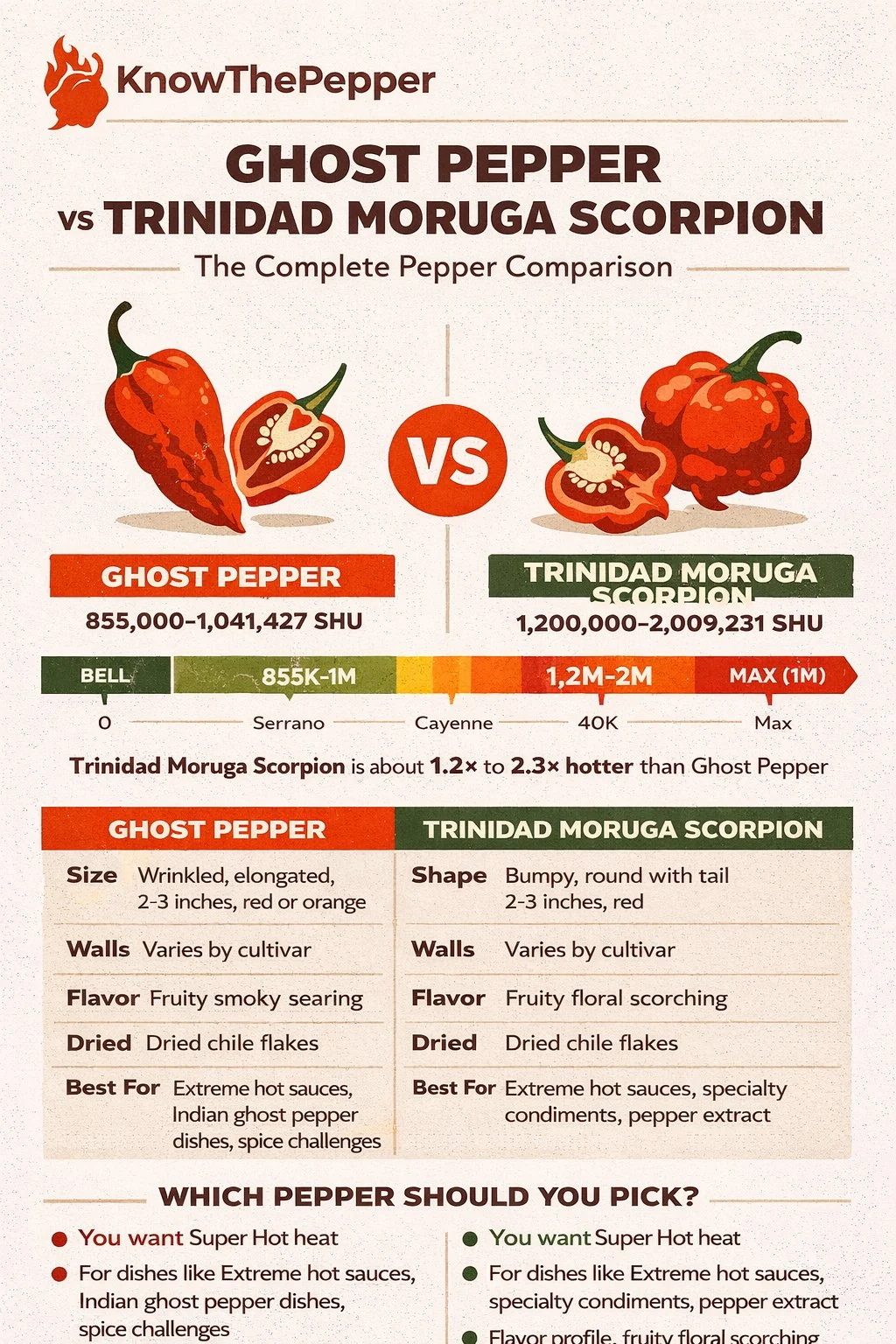Ghost Pepper and Trinidad Moruga Scorpion comparison