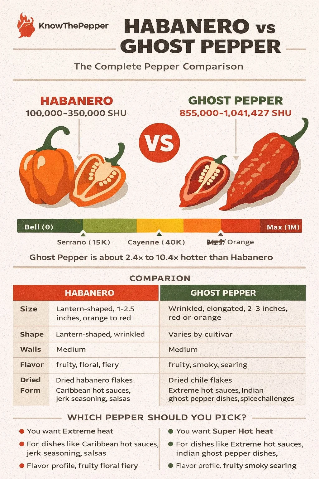 Habanero and Ghost Pepper comparison