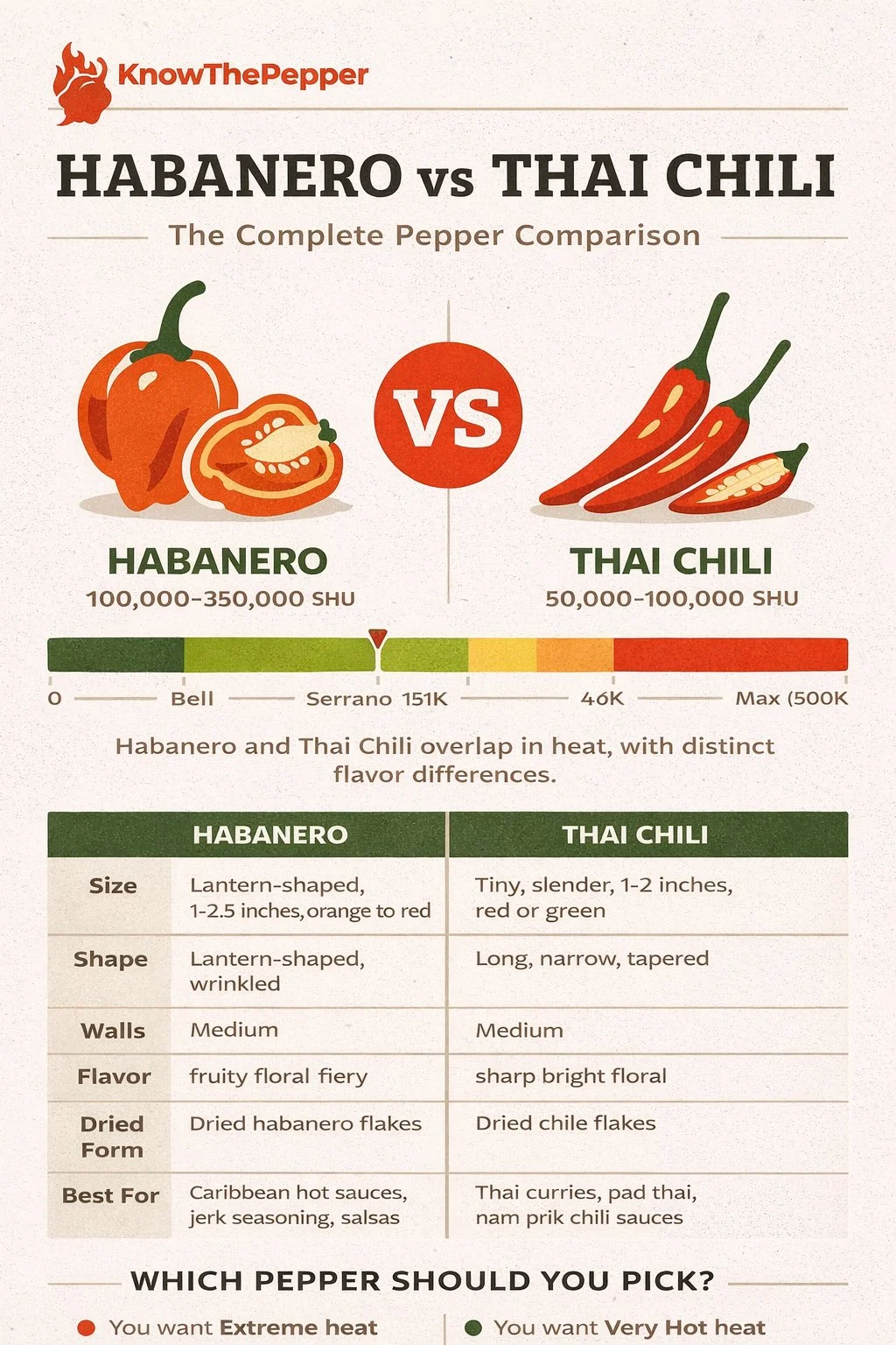 Habanero and Thai Chili comparison