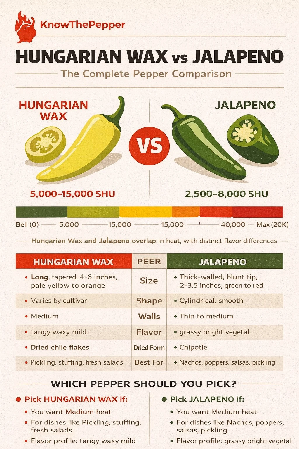 Hungarian Wax and Jalapeño comparison