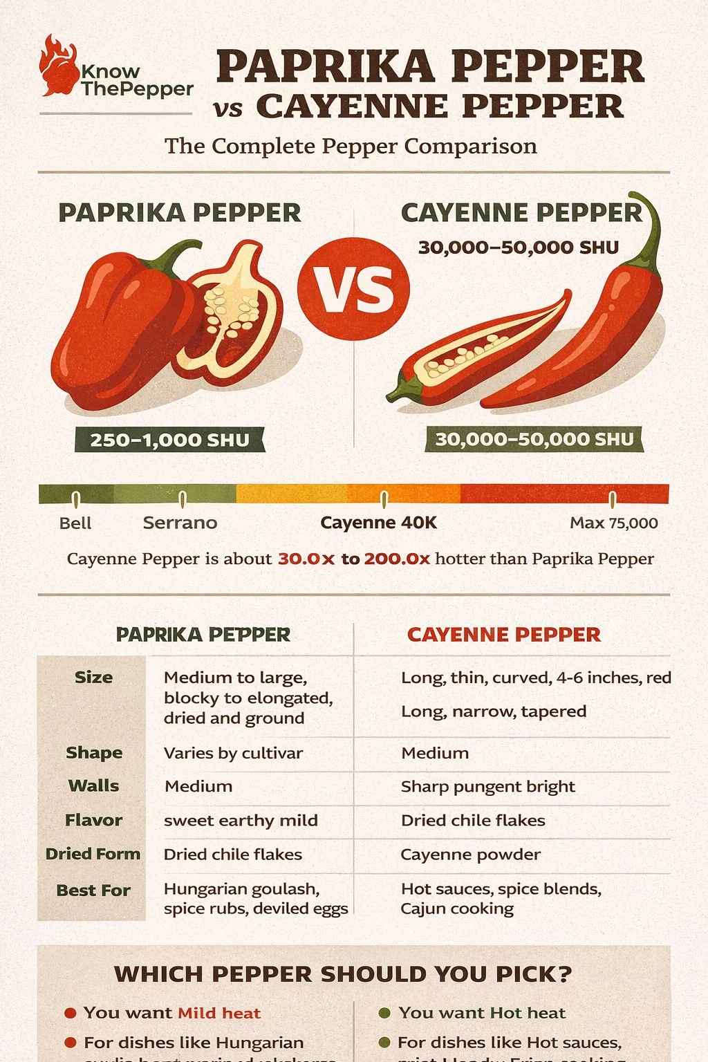 Paprika Pepper and Cayenne Pepper comparison