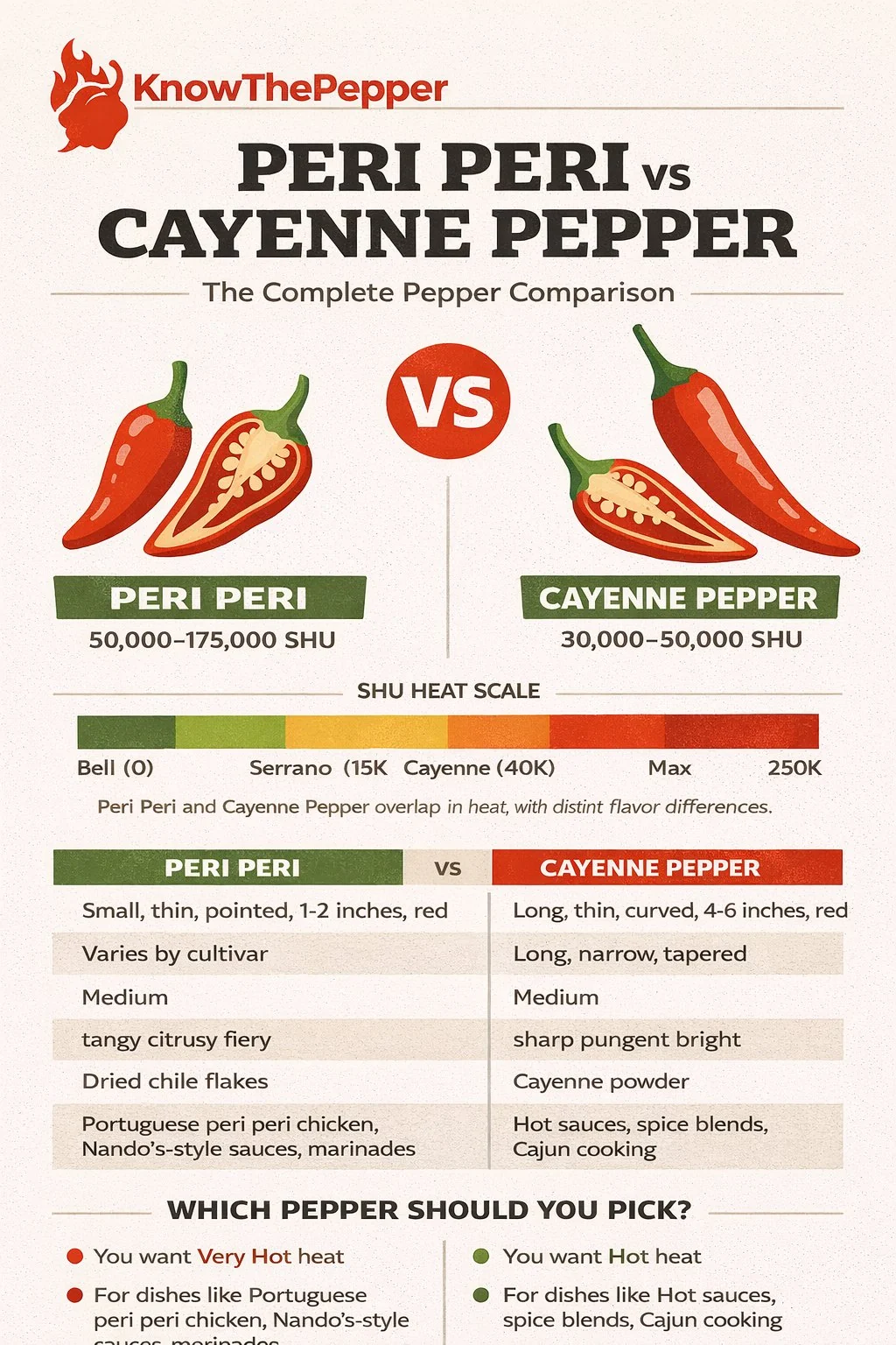 Peri Peri and Cayenne Pepper comparison