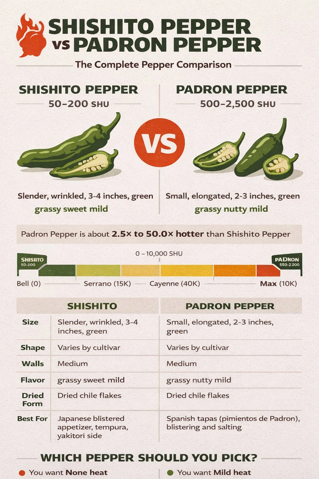Shishito Pepper and Padrón Pepper comparison