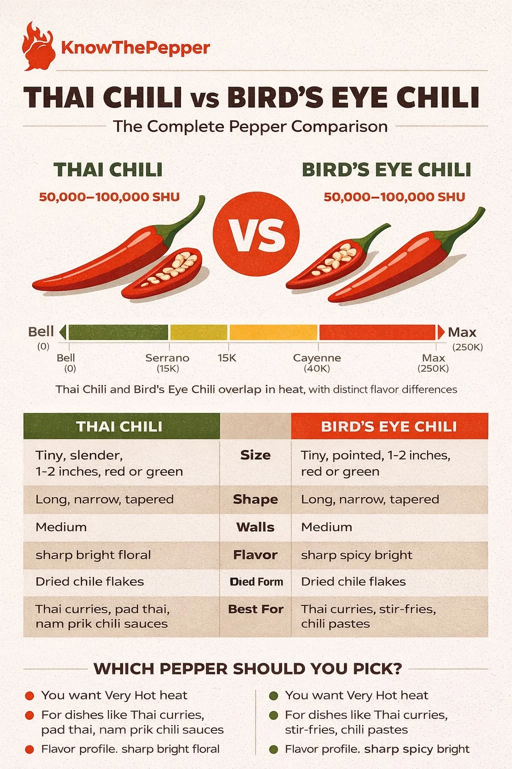 Thai Chili and Bird's Eye Chili comparison