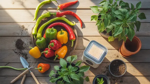 Leggy Pepper Seedlings