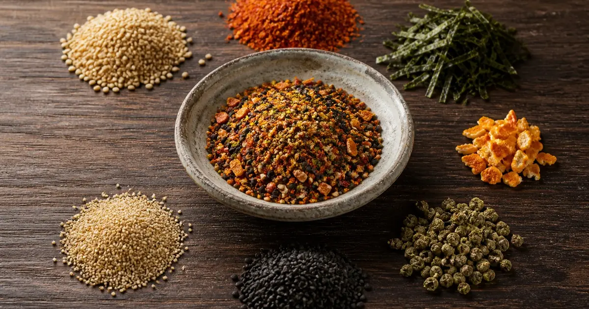 Shichimi togarashi blend with seven ingredient groups