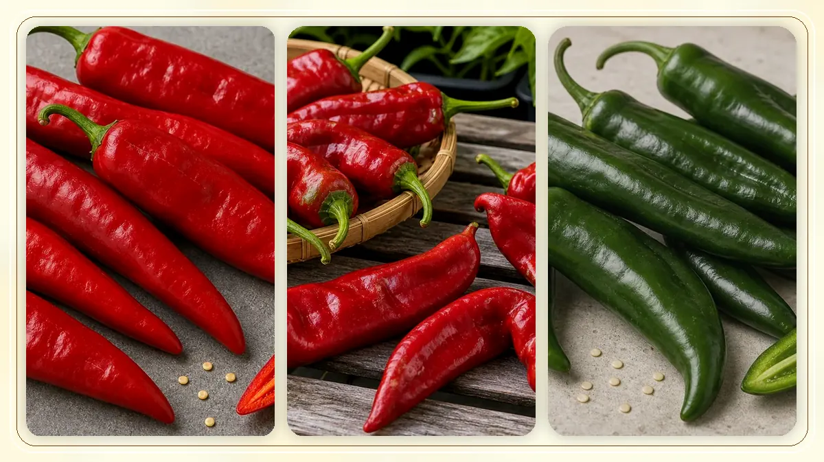 American Peppers in-post pepper reference image with varied cultivars and kitchen context
