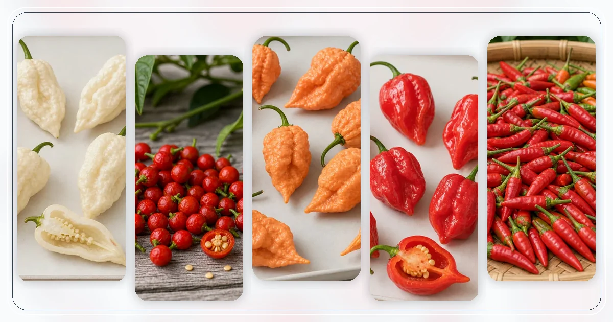 Extra-Hot Peppers (100K–1M SHU) hub with route-specific pepper varieties arranged for browsing