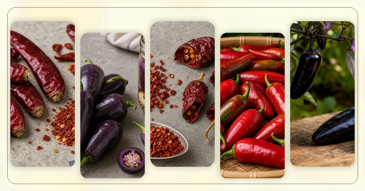 Medium Peppers (1K–10K SHU) hub with route-specific pepper varieties arranged for browsing