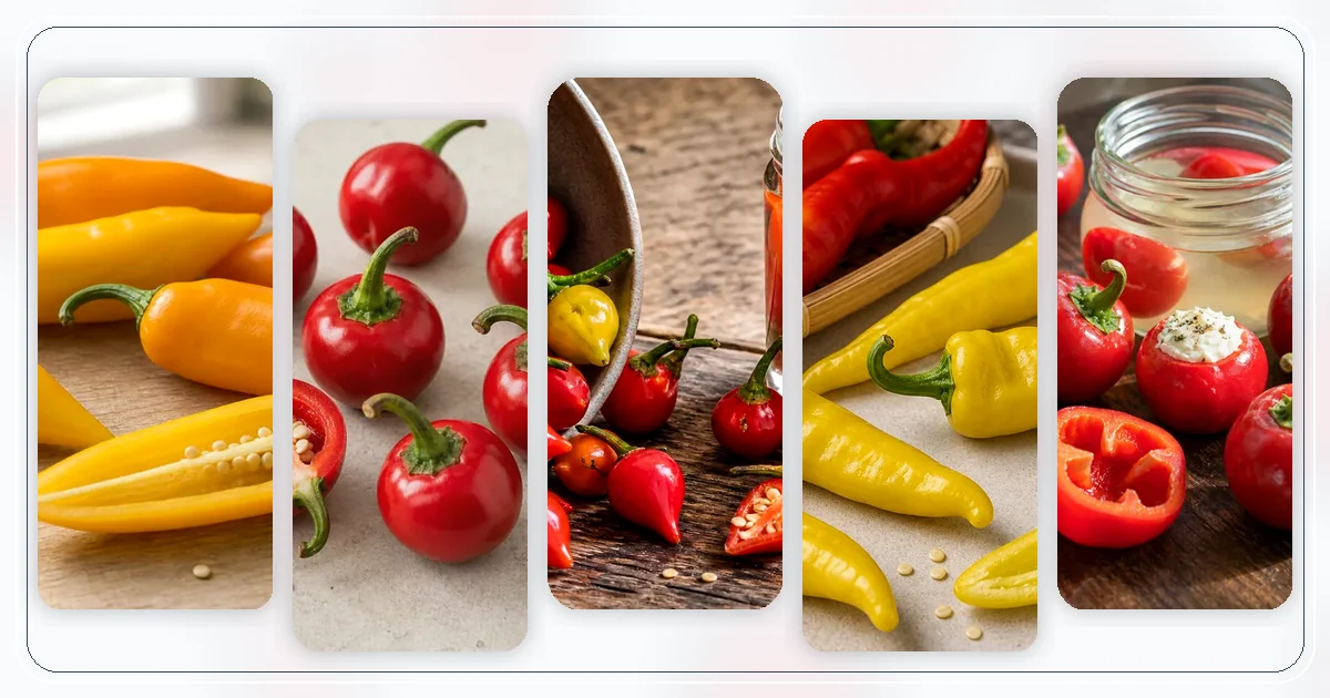 Mild Peppers (0–999 SHU) hub with route-specific pepper varieties arranged for browsing