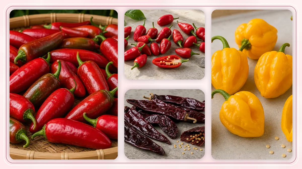 Peppers By Cuisine in-post pepper reference image with varied cultivars and kitchen context