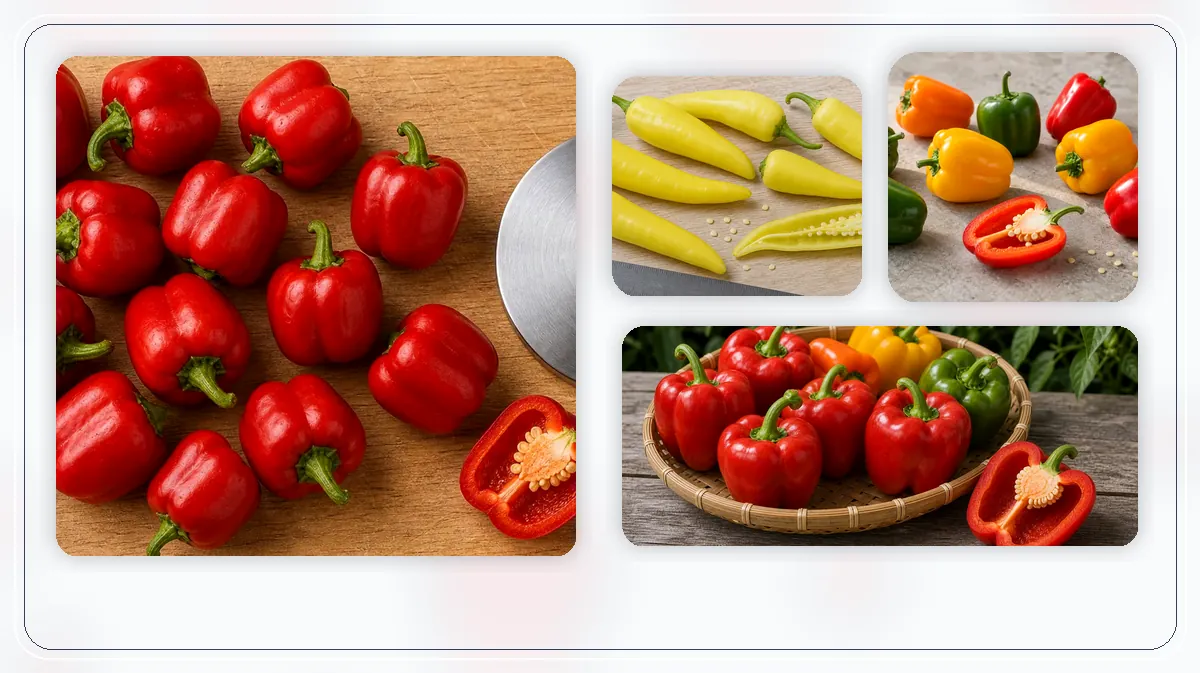 Best Peppers for Growing in-post pepper reference image with varied cultivars and kitchen context