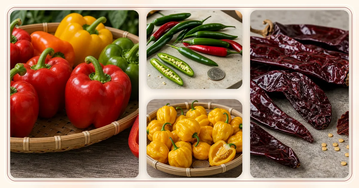 All Peppers Database hub with route-specific pepper varieties arranged for browsing