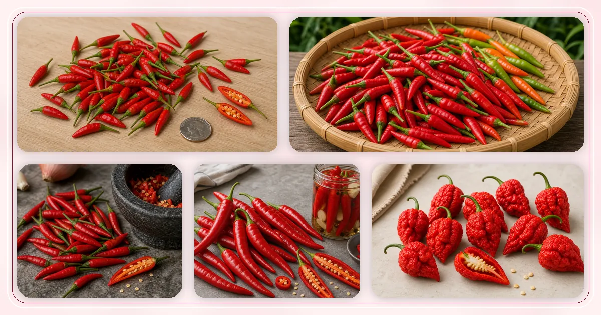 Thai Peppers hub with route-specific pepper varieties arranged for browsing