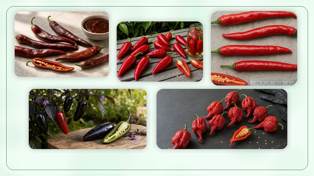Turkish Peppers in-post pepper reference image with varied cultivars and kitchen context