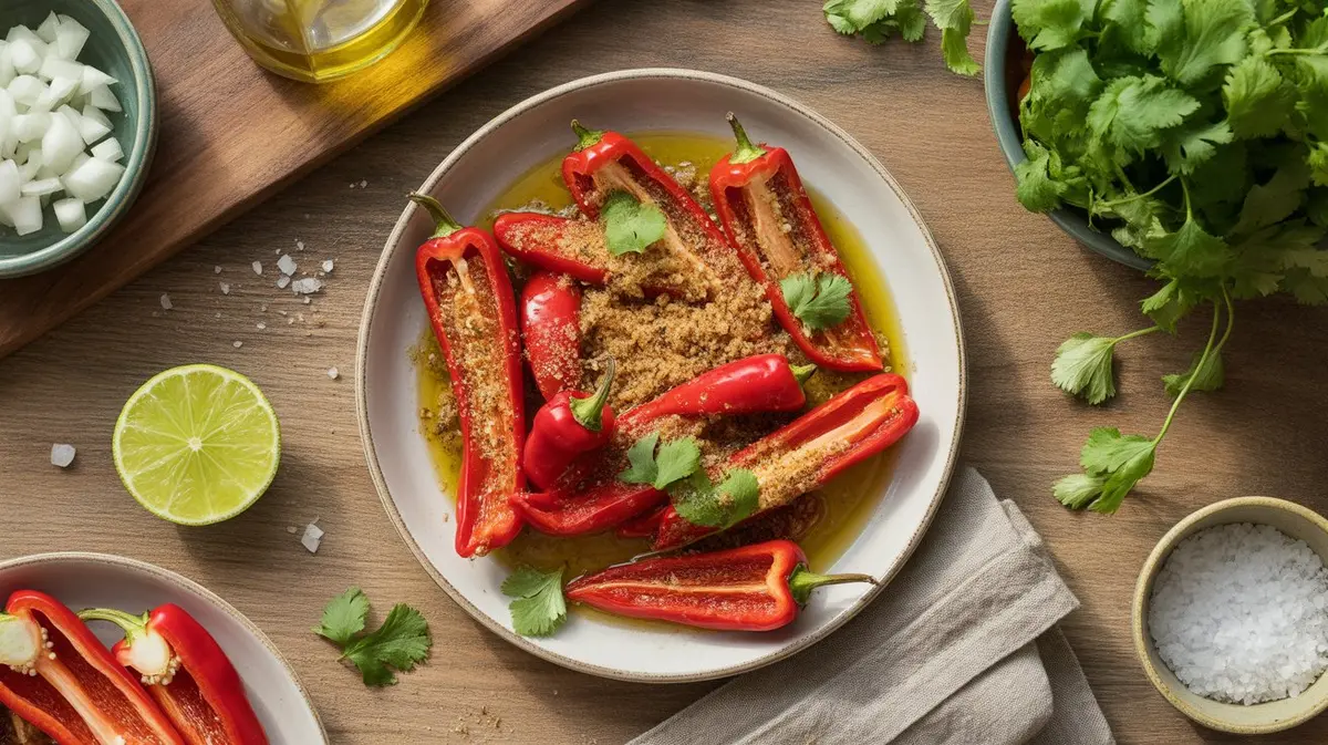 Fresh 7 Pot Primo peppers showing color, shape and texture