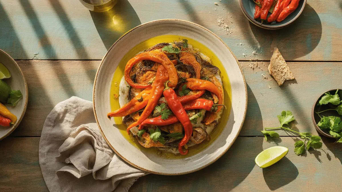 Fresh Aji Chombo peppers showing color, shape and texture