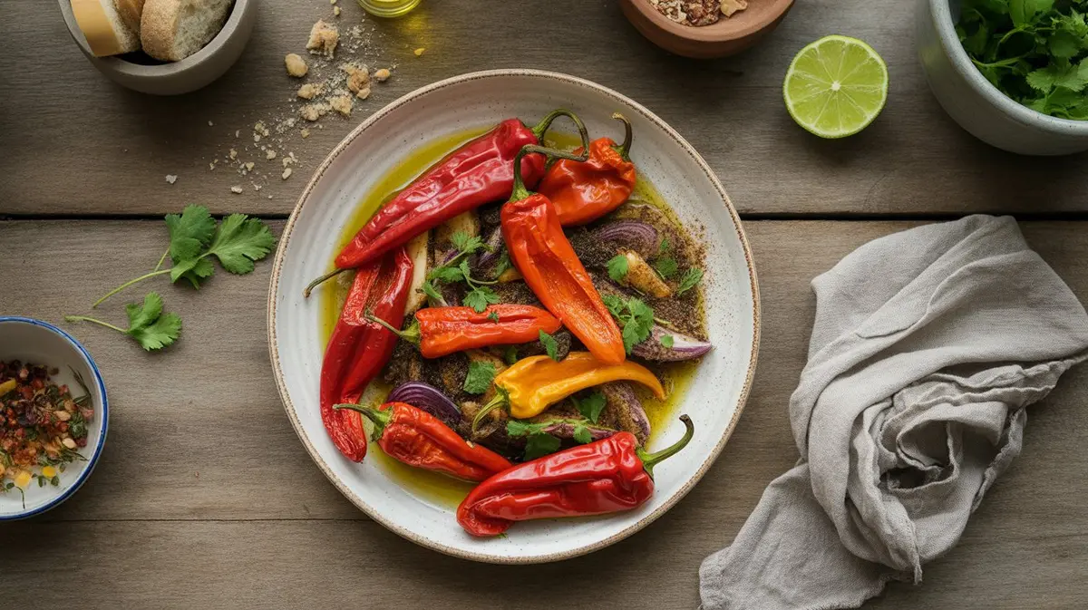 Fresh Alma Paprika peppers showing color, shape and texture