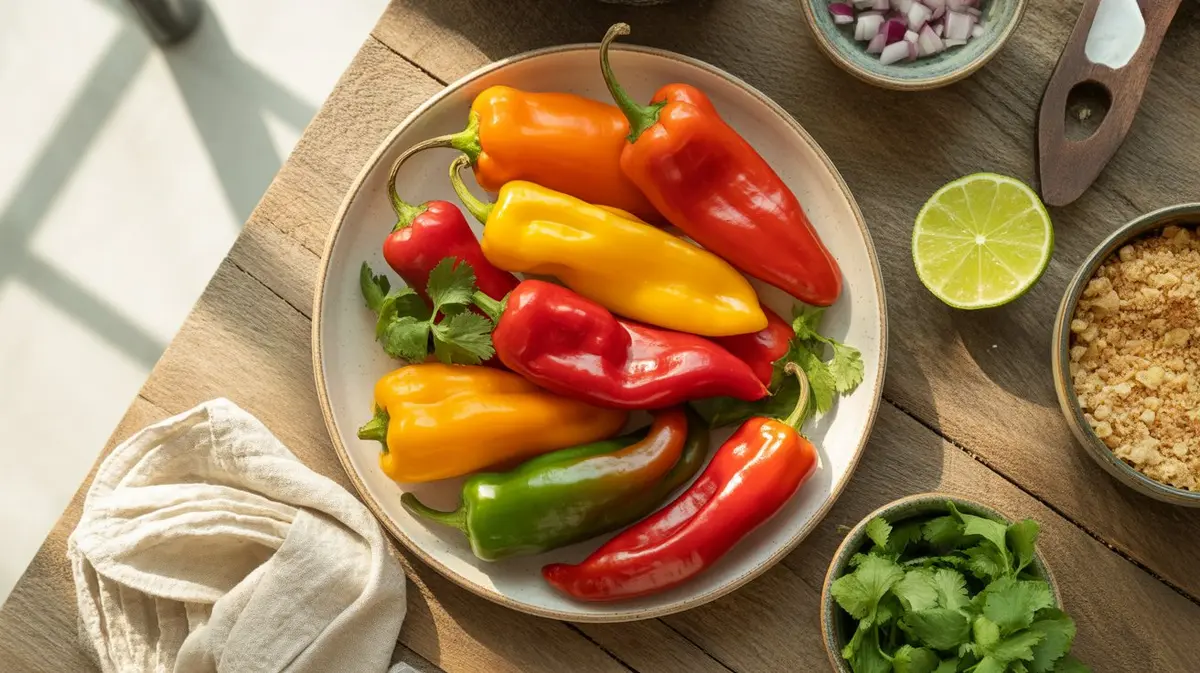 Fresh Apollo Pepper peppers showing color, shape and texture