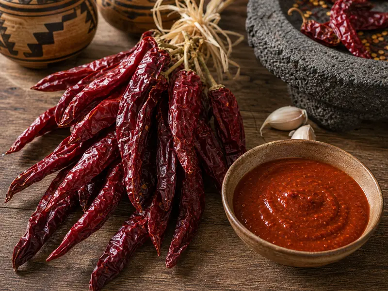 Chimayo chiles dried for New Mexico red chile sauce