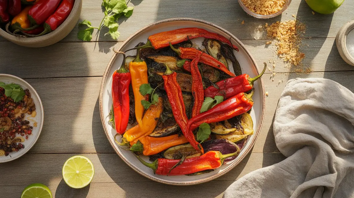 Fresh Criolla Sella Pepper peppers showing color, shape and texture