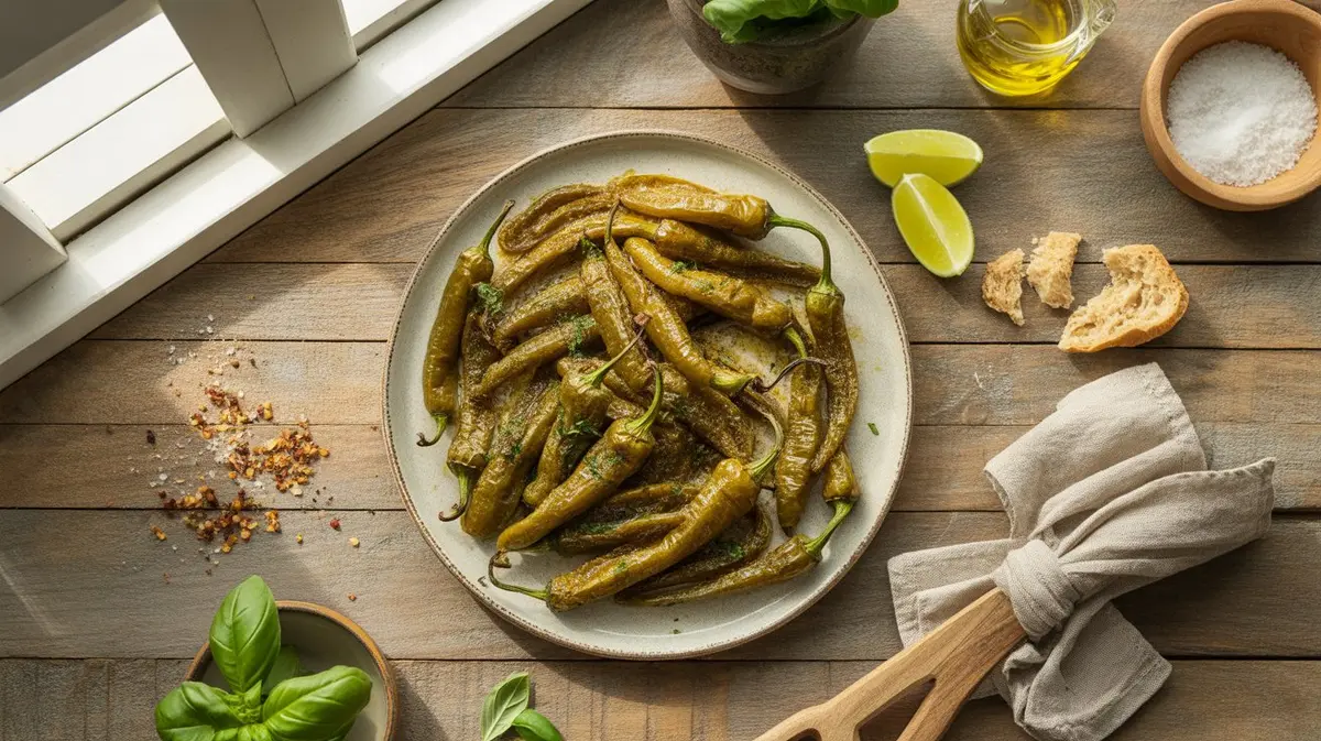 Fresh Friggitello peppers showing color, shape and texture