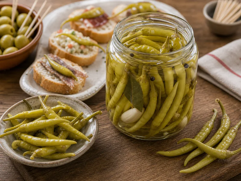 Guindilla peppers pickled for Spanish pintxos